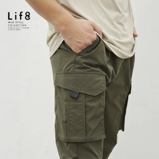 【Life8】Casual 防潑水織紋 戰術縮口長褲-深綠(02631)