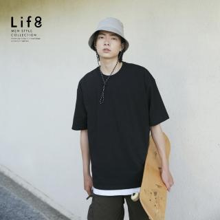 【Life8】Casual MIT 高磅數 基本寬版短袖上衣-黑色(10612)