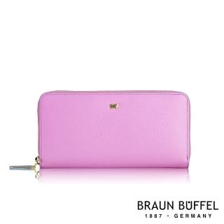 【BRAUN BUFFEL 德國小金牛】台灣總代理 奧菲莉亞-F 8卡拉鍊長夾-珠光紫(BF682-602-VIO)