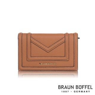 【BRAUN BUFFEL 德國小金牛】台灣總代理 凱特-A 13卡兩折中夾-淺棕色(BF678-501-CS)