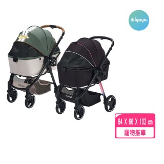 【IBIYAYA 依比呀呀】雙開敞篷寵物推車-炫黑（FS2102-BK）(寵物推車)