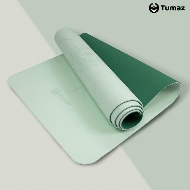 【Tumaz 月熊】6mm 體位線TPE雙色瑜珈墊(贈背帶+收納網袋)
