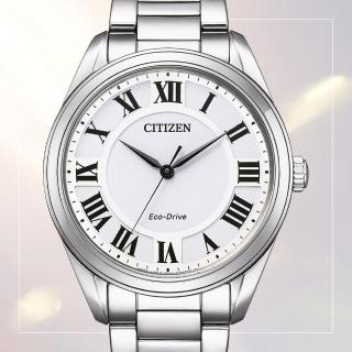 【CITIZEN 星辰】羅馬 光動能時尚腕錶-銀-35mm(EM0970-53A)