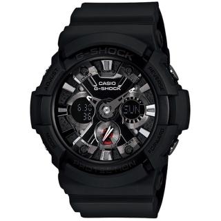 【CASIO 卡西歐】G-SHOCK 金屬質感雙顯腕錶(GA-201-1A)