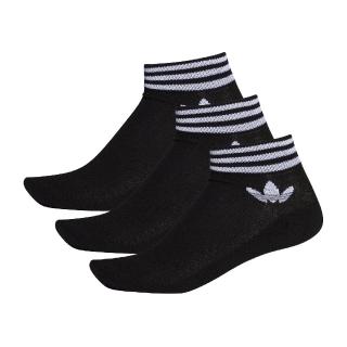 【adidas 愛迪達】襪子 Trefoil Ankle 黑 白 條紋 男女款 短襪 低筒襪 三葉草 愛迪達 3雙入(EE1151)