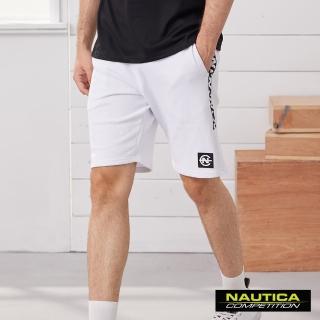 【NAUTICA】COMPETITION男裝低調圖騰鬆緊綁帶休閒短褲(白)