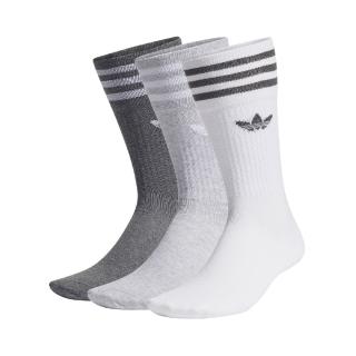 【adidas 愛迪達】襪子 Solid Crew 白 灰 深灰 男女款 長襪 中筒襪 3雙入 三葉草 愛迪達(H62021)