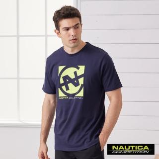 【NAUTICA】COMPETITION男裝撞色LOGO短袖T恤(深藍)