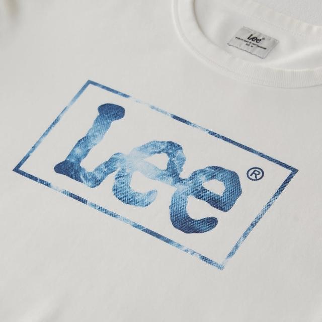 【Lee】男裝 長袖厚T / 長框LOGO印花 經典白(LL200338080)