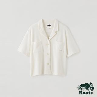 【Roots】Roots 女裝- 簡約毛圈布短袖襯衫(白色)