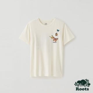 【Roots】Roots 女裝- 回歸根源系列 蝴蝶元素寬版短袖T恤(椰奶色)
