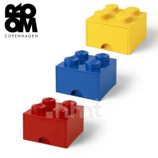 【LEGO 樂高】Room Copenhagen 樂高 LEGO 四凸抽屜收納箱3色組合-黃紅藍(樂高收納盒)