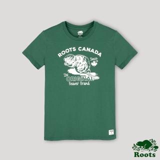 【Roots】Roots 女裝- 夏日露營系列 復刻海狸短袖T恤(森林綠)