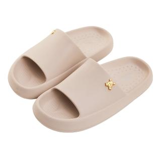 【Disney 迪士尼】迪士尼女鞋 小熊維尼 不對稱質感飾扣室內拖鞋-奶茶(MIT台灣在地工廠製造)