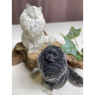 【Cocozy世界水晶原礦】黑曜石白松石布偶貓組(聚財避邪防小人)