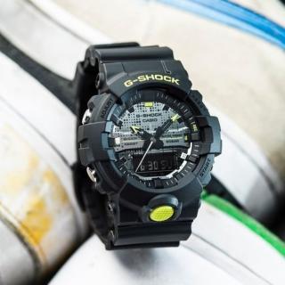 【CASIO 卡西歐】G-SHOCK 點陣迷彩LED雙顯錶(GA-800DC-1A)