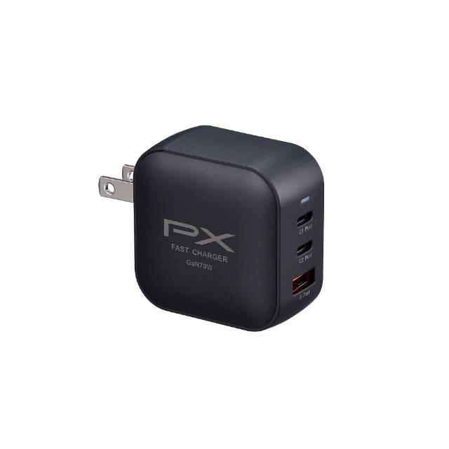 【PX 大通】送充電線iphone17/16三星70w瓦氮化鎵充電器筆電快充頭Type C充電頭65w瓦(PWC-7012BW/UCC2-2B)