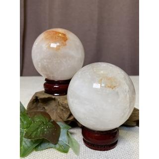 【Cocozy世界水晶原礦】白水晶紅膠花球(淨化全身氣場必備)