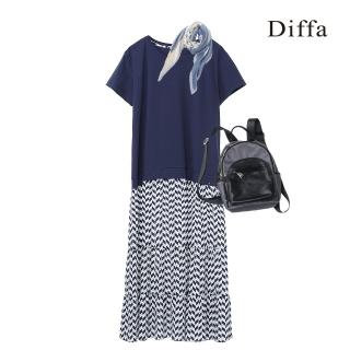 【Diffa】棉混紡假兩件洋裝-女