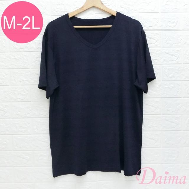 【Daima 黛瑪】男女適穿/速乾修腰顯瘦短袖休閒上衣M-XXL/陽離子素面網眼V領T恤/吸濕排汗/運動服(丈青)