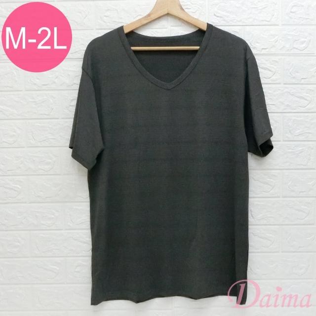 【Daima 黛瑪】男女適穿/速乾修腰顯瘦短袖休閒上衣M-XXL/陽離子素面網眼V領T恤/吸濕排汗/運動服(鐵灰)