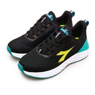 【DIADORA】大童 22cm-24.5cm 迪亞多那 輕量寬楦慢跑鞋 輕履裝甲系列(黑綠黃 13027)