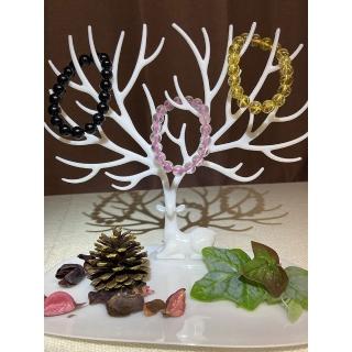 【Cocozy世界水晶原礦】冰種粉晶、黃水晶、黑碧璽 三件組手珠(消磁化煞增能量)