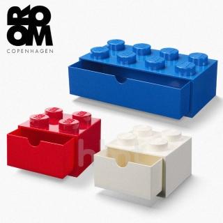 【LEGO 樂高】樂高桌上型八凸抽屜收納箱+四凸抽x2 三色組合 藍+紅+白(桌上樂高收納盒)