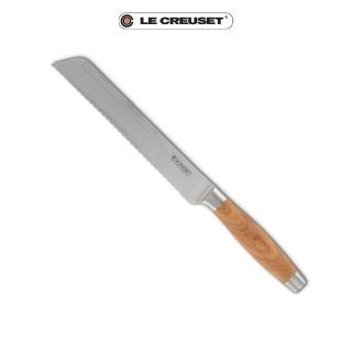 【Le Creuset】大馬士革鋼麵包刀 20cm(橄欖木柄)
