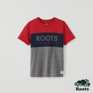 【Roots】Roots 大童- 愛最大加拿大日系列 色塊拼接短袖T恤(紅色)