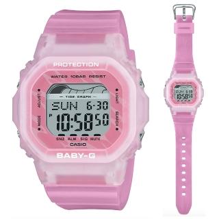 【CASIO 卡西歐】BABY-G 纖薄經典方形電子錶-波浪大理石粉(BLX-565S-4)