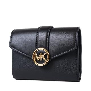 【Michael Kors】防刮十字紋三折釦式短夾-黑色