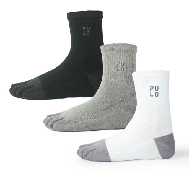 【PULO】3雙組 穿立淨除臭純色短筒五趾襪(除臭襪/五指襪/運動襪/短襪/男女襪子/防磨抗磨耐磨)
