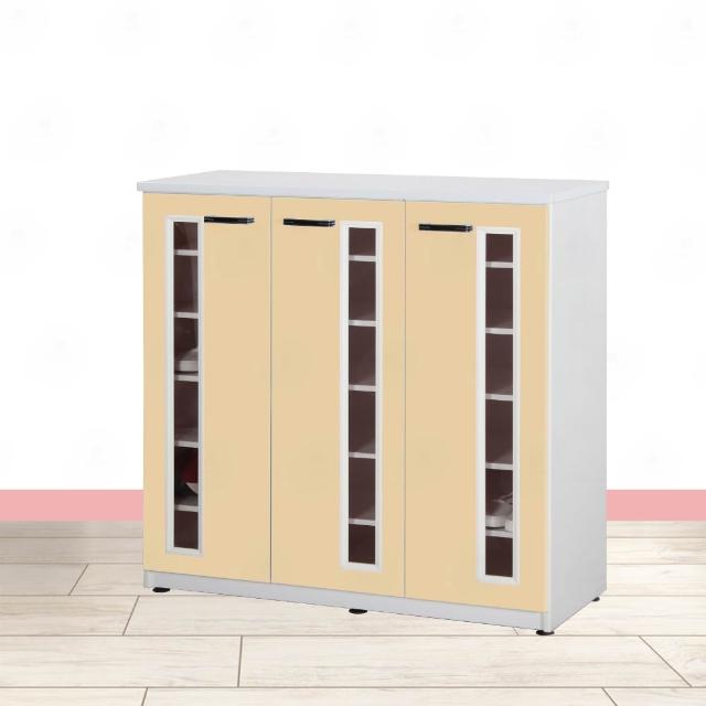 【·Fly· 飛迅家俱】4尺3門緩衝壓克力塑鋼鞋櫃(可水洗)