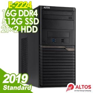 【Acer 宏碁】Altos T110F5 商用伺服器 E-2224/16G/512SSD+2TBX2/2019STD