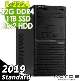 【Acer 宏碁】Altos T110F5 商用伺服器 E-2224/32G/1TSSD+2TBX2/2019STD
