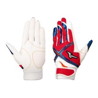 【MIZUNO 美津濃】打擊手套-棒球 壘球 運動 美津濃 白紅藍(1EJEA09962)