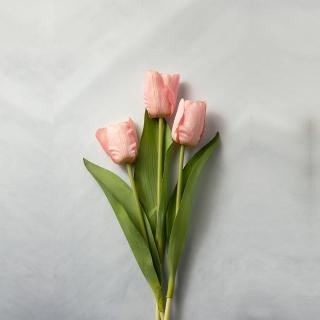 【花意空間】珊瑚柔粉鬱金香仿真花 5支一組(永生花 人造花 假花)