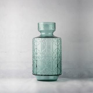 【花意空間】碧綠古典鎖紋花瓶 - 大(插花 玻璃 花器)