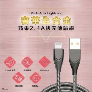 Wicked Bunny 奢華全金屬合金接頭 USB-A to Lightning 快充線30CM