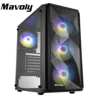 【Mavoly 松聖】黑加侖 水果系列-玻璃透側機殼 電腦機箱(內附ARGB定光風扇x4)