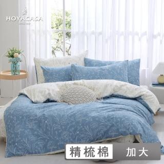 【HOYACASA】100%精梳棉兩用被床包組-淺海青空(加大-天絲入棉30%)