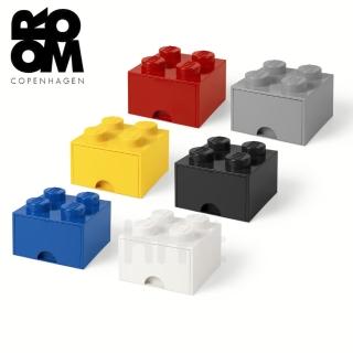 【LEGO 樂高】Room Copenhagen 樂高四凸抽屜收納箱6色組合 紅 黃 藍 黑 灰 白(樂高收納盒)