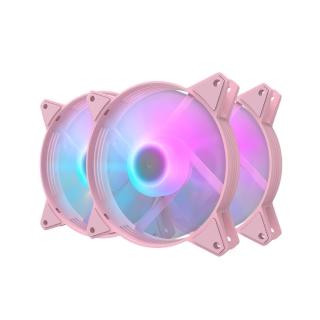 【darkFlash】darkFlash C6 A-RGB 12公分 粉框3合1套裝 電腦散熱風扇(支援主板同步)