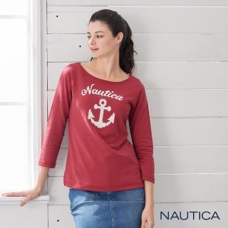 【NAUTICA】女裝七分袖圓領T恤(紅色)