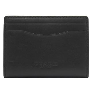 【COACH】簡約經典烙印LOGO對折信用卡名片夾隨身卡(黑)