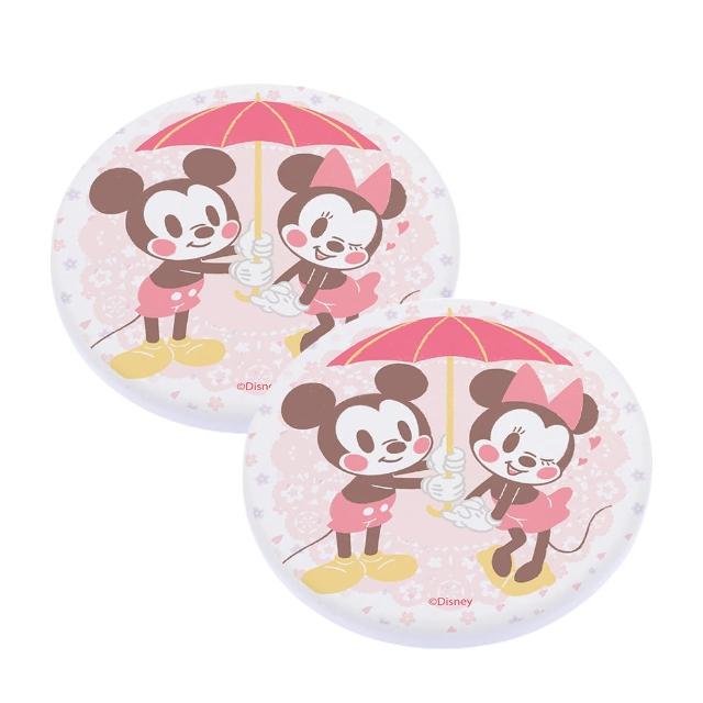 【SONA森那家居】Disney 迪士尼2019圓形櫻花珪藻土杯墊2入組(10x10x0.9 維尼/米奇米妮快乾吸水)