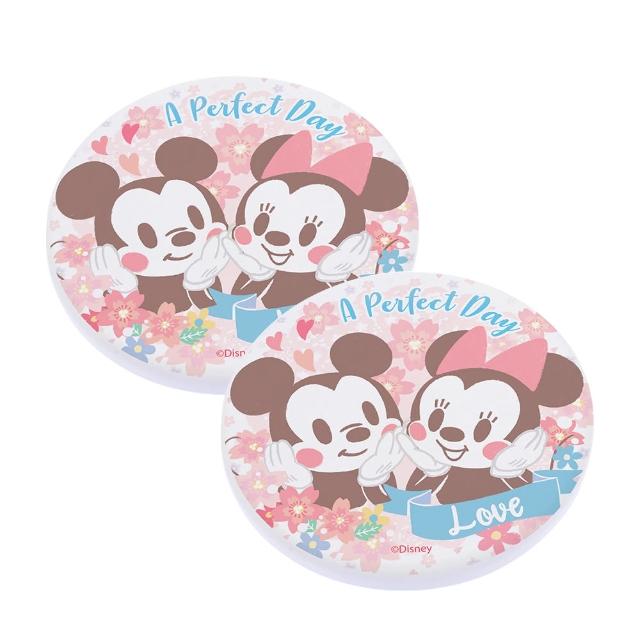 【SONA森那家居】Disney 迪士尼2019圓形櫻花珪藻土杯墊2入組(10x10x0.9 維尼/米奇米妮快乾吸水)