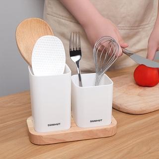 【E.City】橡木底座餐具2格收納組