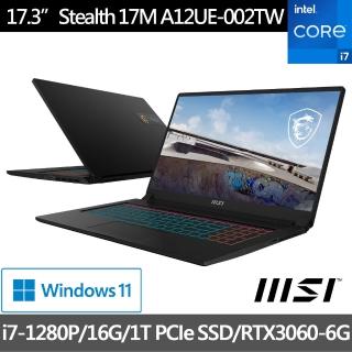 【MSI 微星】Stealth 17M A12UE-002TW 17吋12代電競筆電(i7-1280P/16G/1T SSD/RTX3060-6G/Win11)